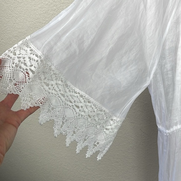 NWT Loewe Macrame Trim Sheer Midi Dress White Bridal Organza Sz 38 - Picture 8 of 16